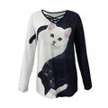 Fashion Slim-fit Printed Cat Women's T-shirt