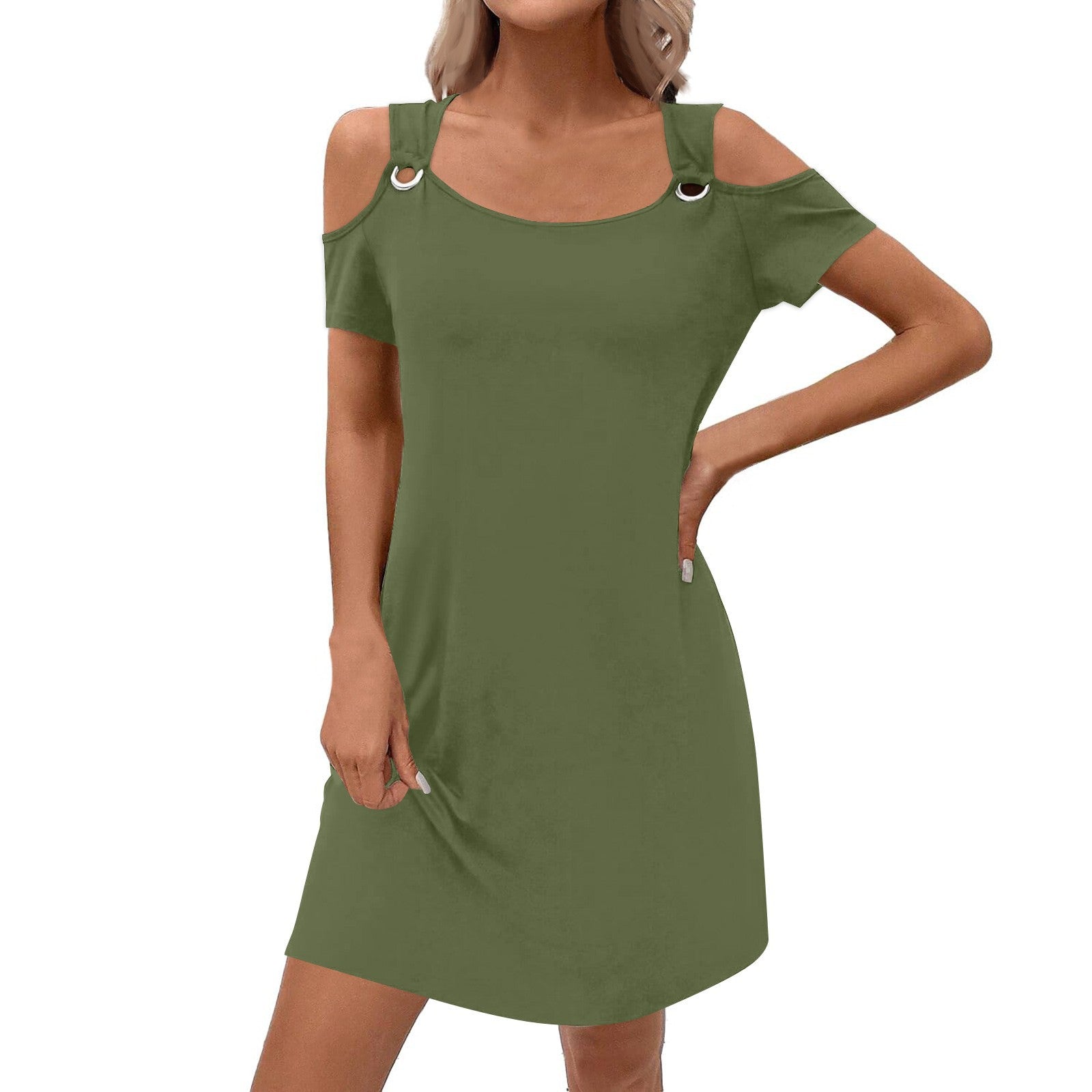 Womens Solid-Color Elegant Off-Shoulder Skirt