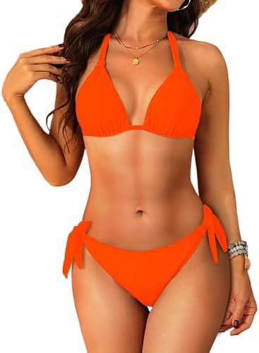 Womens Halter Bikini Set Two-Piece Triangle Swimsuit