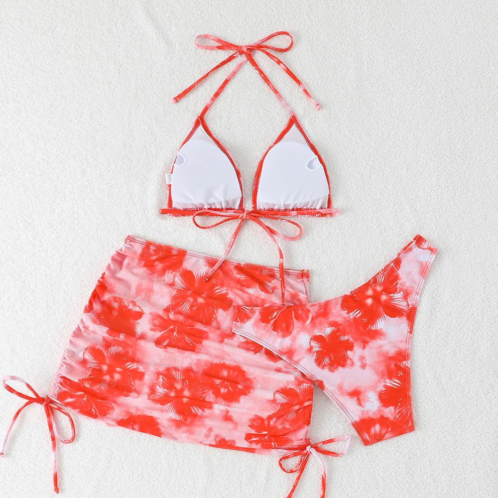 Womens Two-Piece Bikini Beach Vacation Swimsuit Three-Piece Swimwear Set