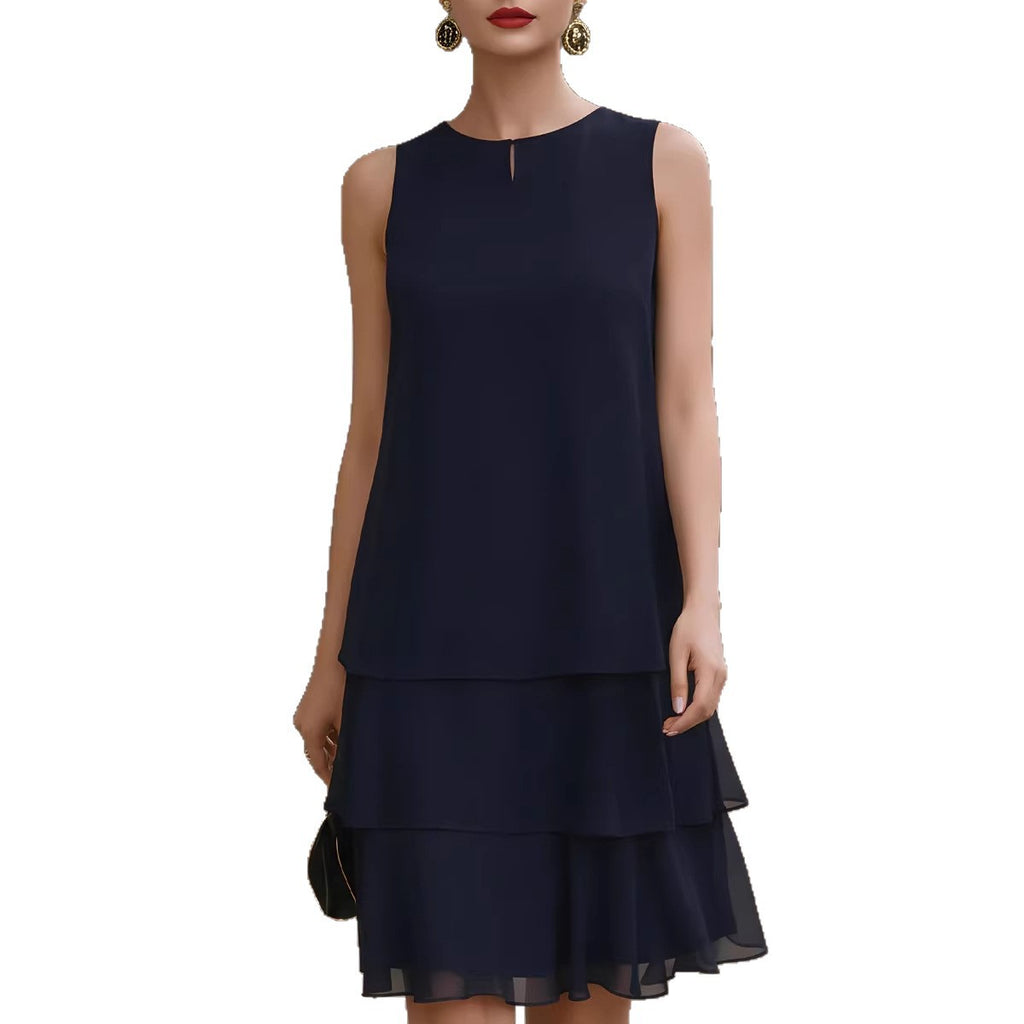 Casual Multi-Layer Chiffon Flowy Dress New Style