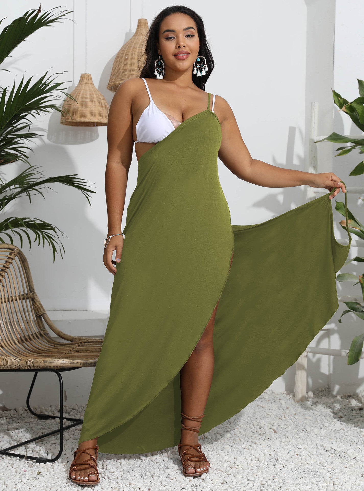 One-piece Irregular Beach Multi-Wear Cross-Strap Dress For Women
