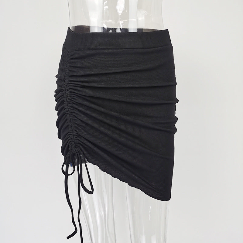 Women's Drawstring Irregular Tight-fitting Short Skirt