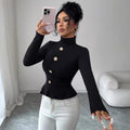 New Autumnwinter High-neck Pleated Top With A Figure-flattering Design