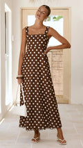 Polka-dot Print A-line Dress With Lace Trim