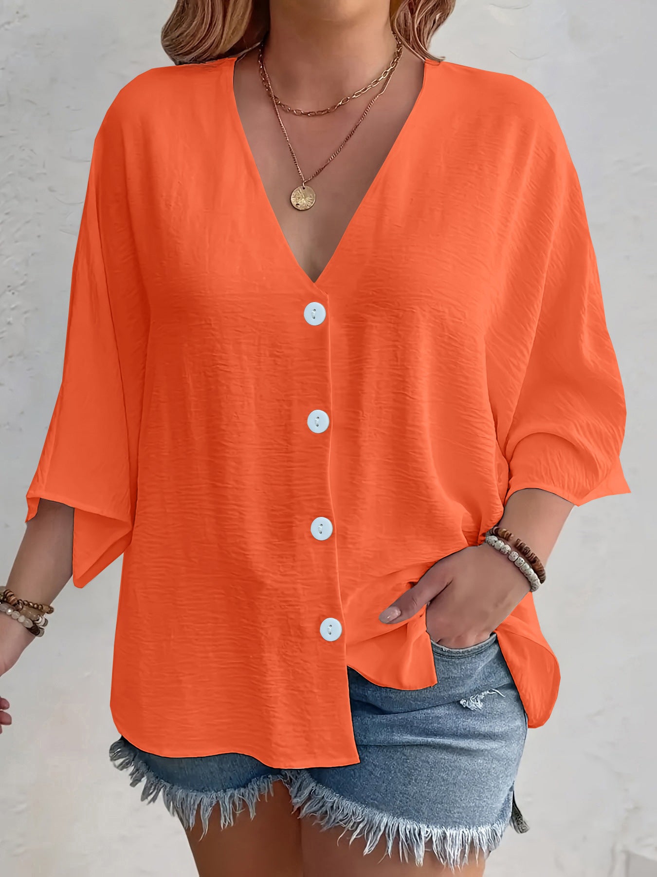 Ladies' Fashion Solid Color Button Cardigan Long Sleeve