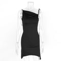 Irregularly Pleated Strap Cross-Neckline Dress