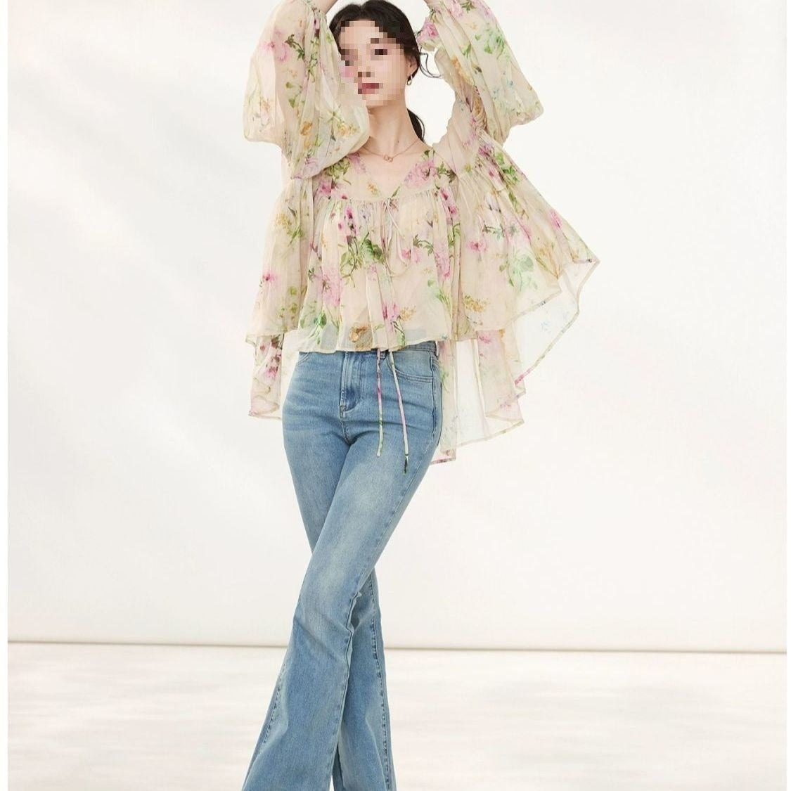 Lightweight Luxe French-Style Printed Sun-Protective Shirt