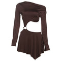 Creative Cutout Midriff-Hugging Long Sleeve Dress