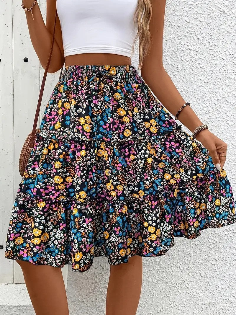 Womens Fashionable Casual Printed Stretch Skirt