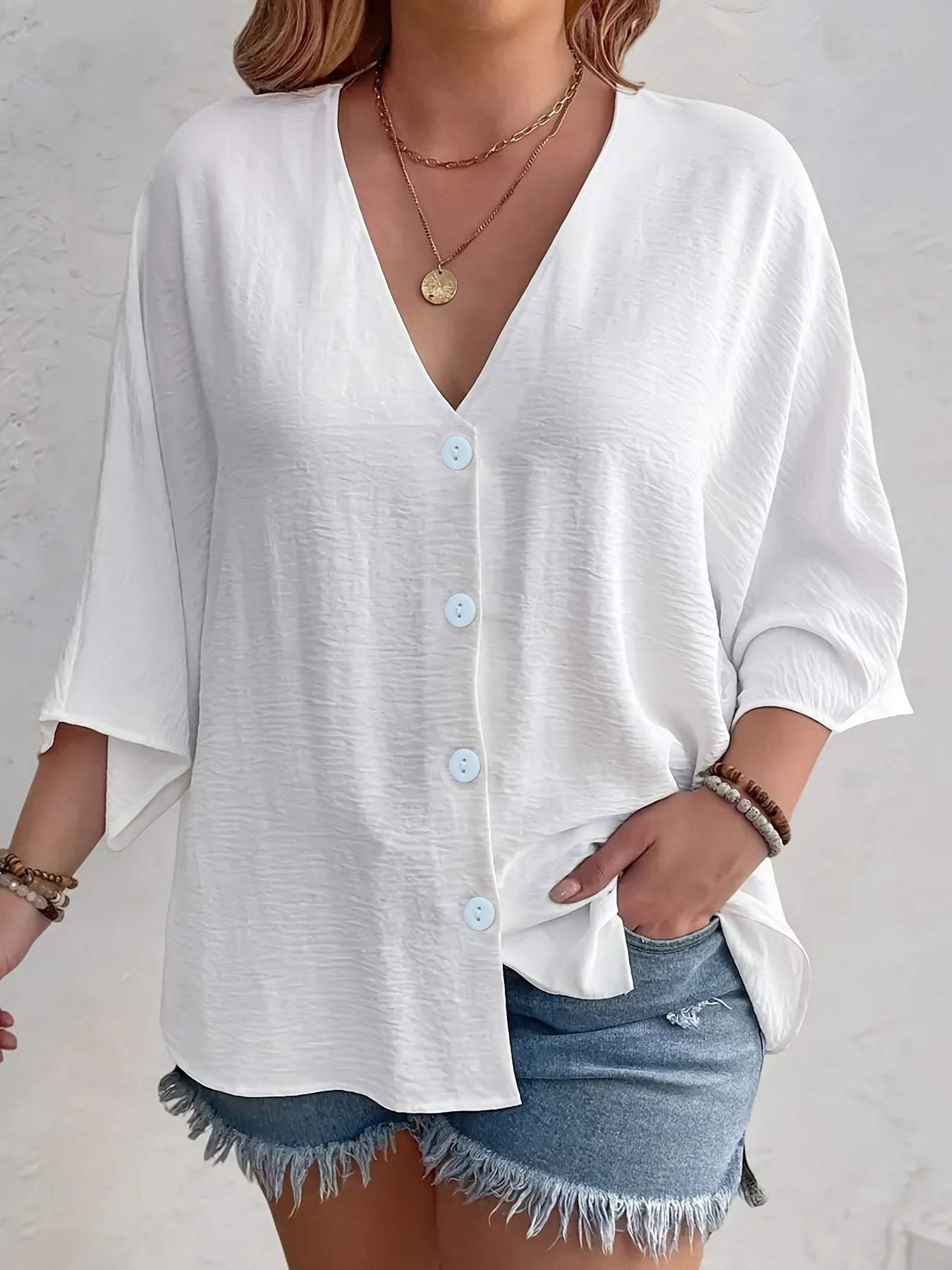 Ladies' Fashion Solid Color Button Cardigan Long Sleeve