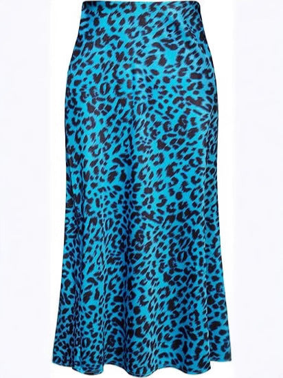 High-waisted Mermaid-style Satin Leopard-print Sheath Skirt