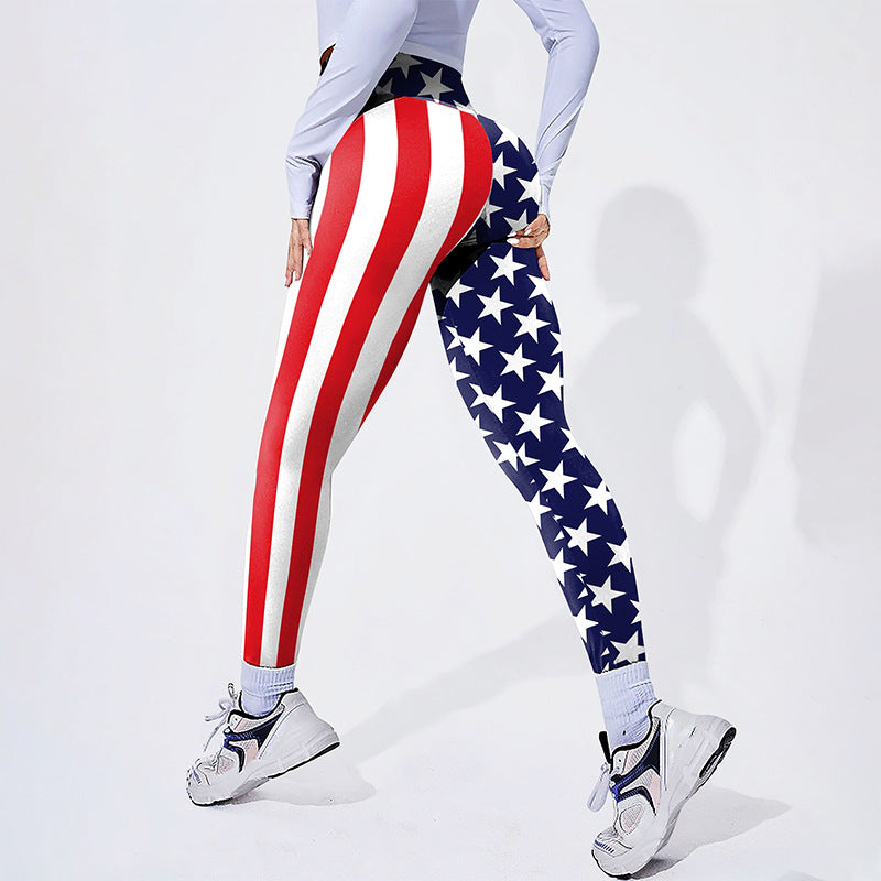 High-waisted Butt-lifting Plaid-printed Women's Fitness Leggings