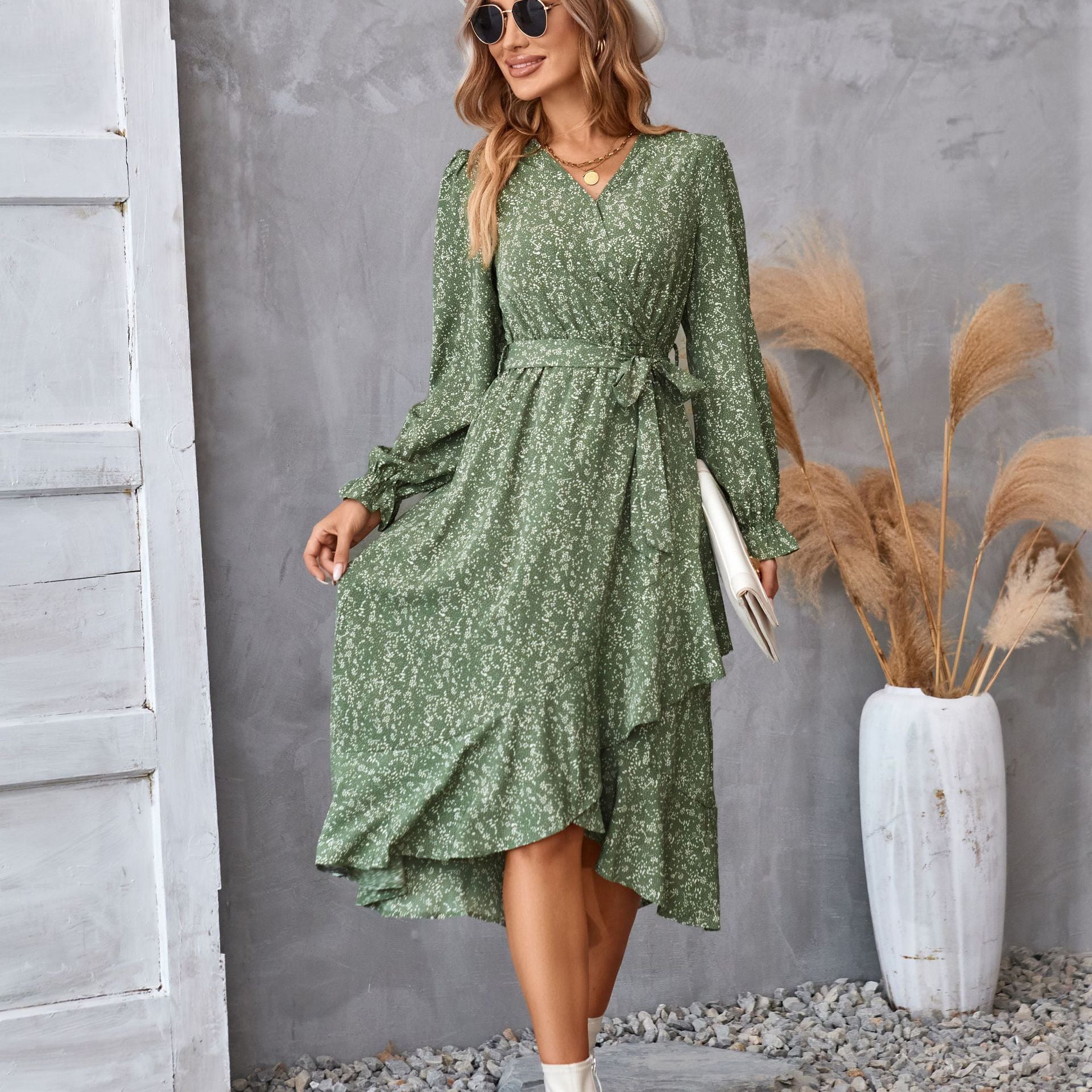 Printed AutumnWinter Long-Sleeve Dress For Women