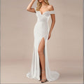 Womens Stylish Elegant And Refined Solid-color Split Dress