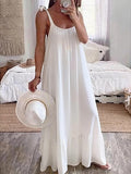 Casual Sling Dress With A U-neck Classic Pleating And Multiple Color Options