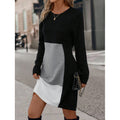 European And American-style Patchwork Knit Regular-fit Dress