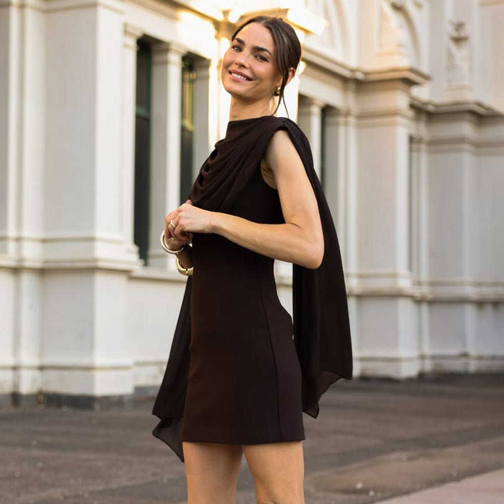 New Solid-Colored Ribbon Womens Dress