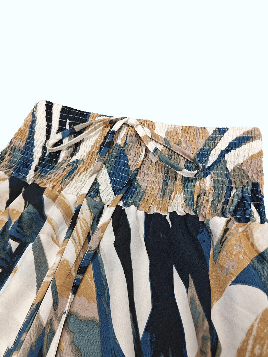 Irregular Abstract Print Skirt With A Casual, Fitted Waist And Tie-up Design Perfect For A Laid-back Vacation Look