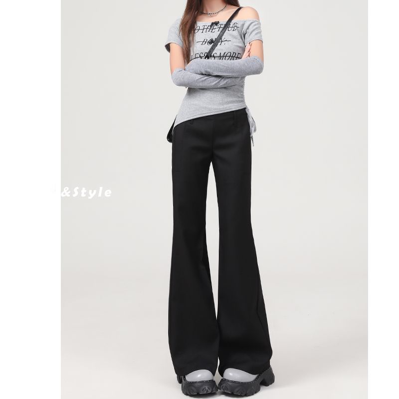 SpringSummer New Gray Sassy Low-Waist Flared Casual Pants