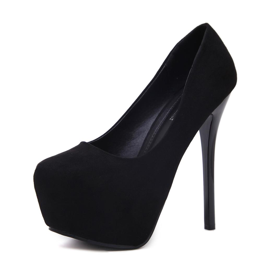 Suede High Heels Waterproof Platform Plain All-match Stiletto Shoes