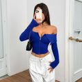 Women's Off Shoulder Trendy T-Shirt Sleeveless Short Top