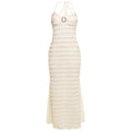 Womens Wave-Pattern Lace-up Halter Dress