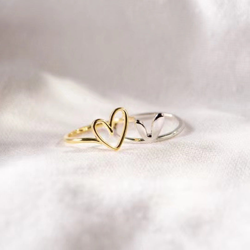Irregular S925 Loving Heart In Sterling Silver Set Rings