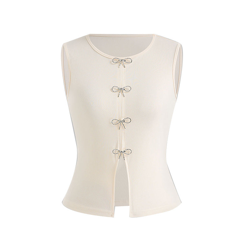 Temperament Commute Style Vest Slit Sleeveless Top