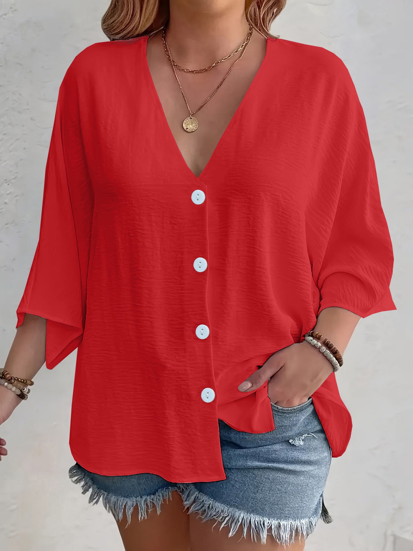 Ladies' Fashion Solid Color Button Cardigan Long Sleeve