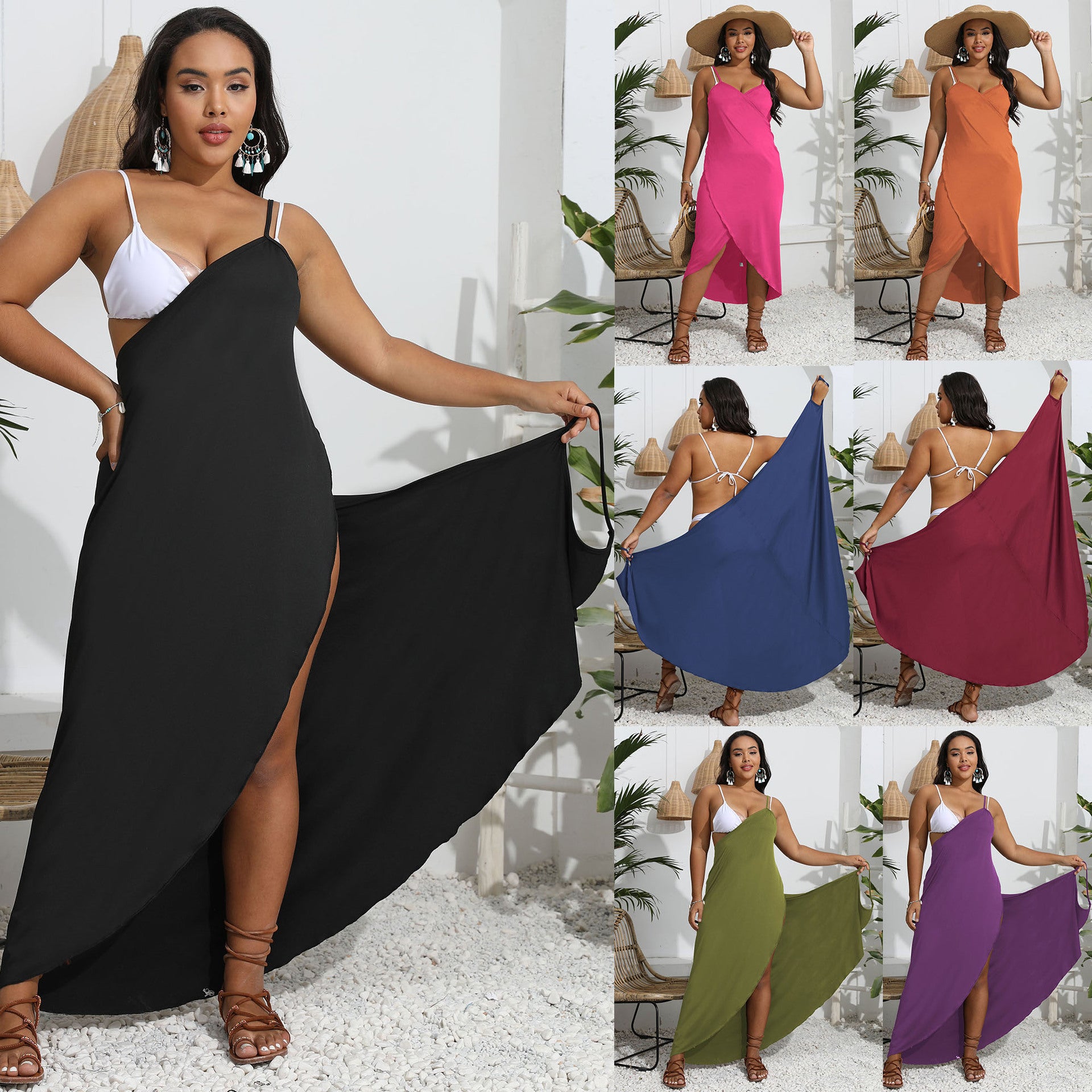 One-piece Irregular Beach Multi-Wear Cross-Strap Dress For Women