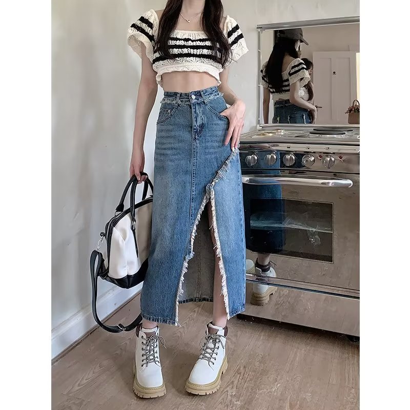 High-waisted Figure-flattering Niche Mid-length A-line Skirt