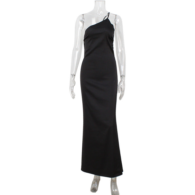 Solid-color Fashionable Floor-length Evening Gown For Women