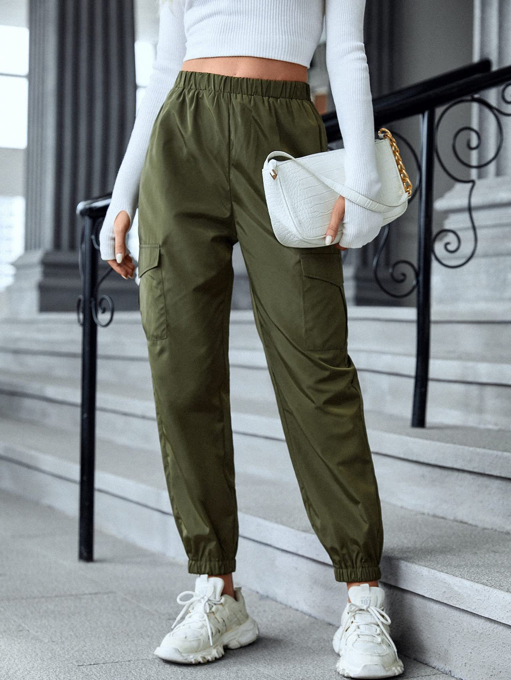 Multi-Color Casual Working Pants Multi-pocket  Pants