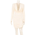Long-sleeve Sheath Dress With Padded Shoulders