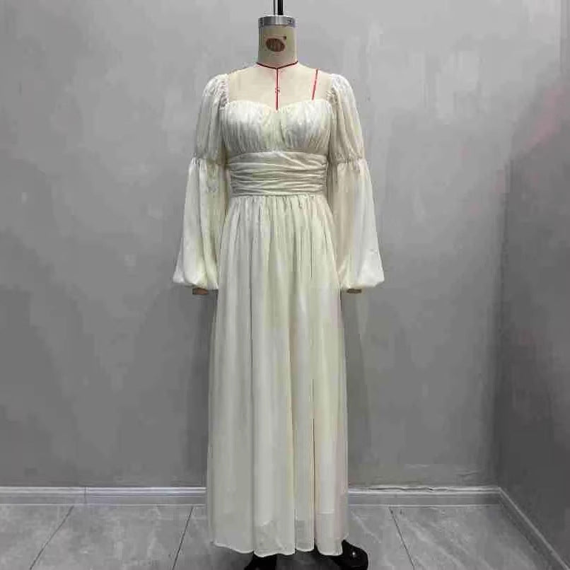 Puff Sleeves Ruched Waist Gothic Dress