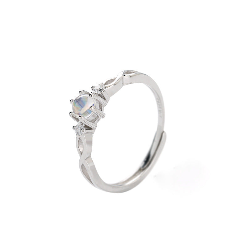 Men's And Women's Fashion Simple Moonstone Couple Rings