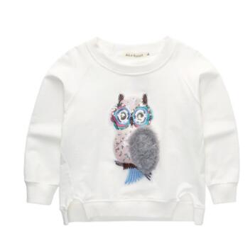 Dreamdoll new spring clothes baby long-sleeved t-shirt cartoon three-dimensional owl sequins Animal skins fashion design brand