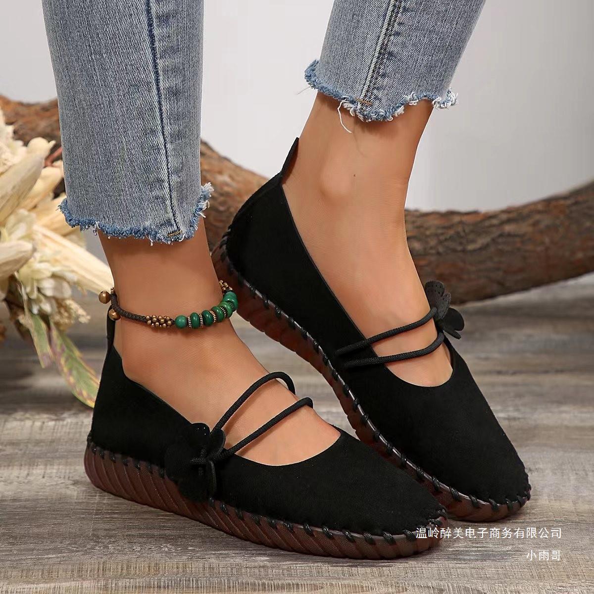 Retro Lightweight Womens Breathable Round-toe Shoes With Soft Soles