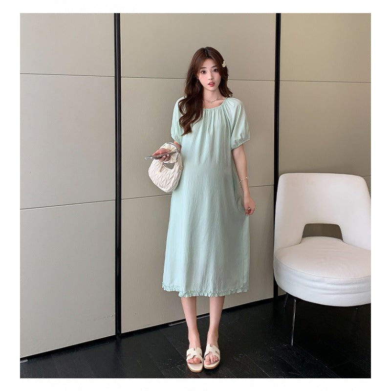 Sweet-style Age-reducing Chiffon Midi Dress With Pockets
