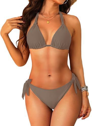 Womens Halter Bikini Set Two-Piece Triangle Swimsuit