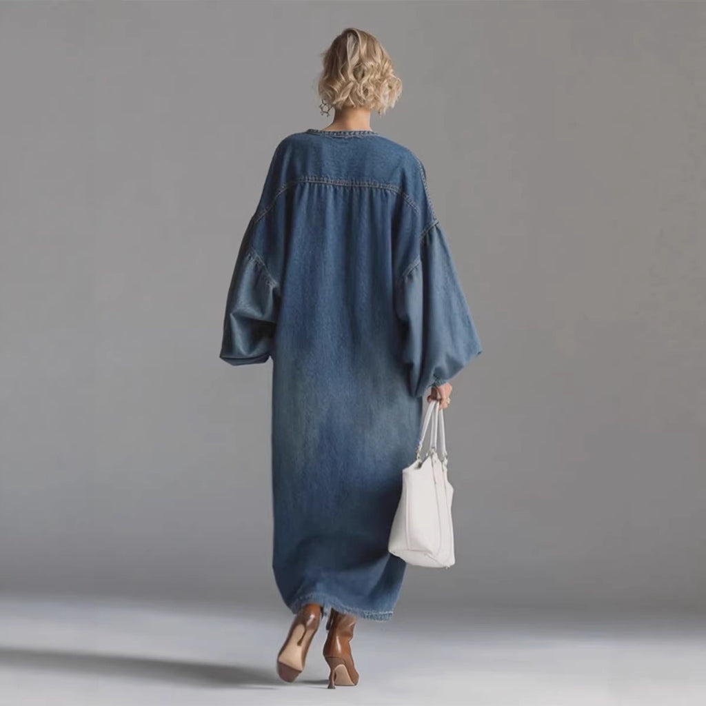 Stand-up Collar Mid-length Denim Skirt For Women Spring Season