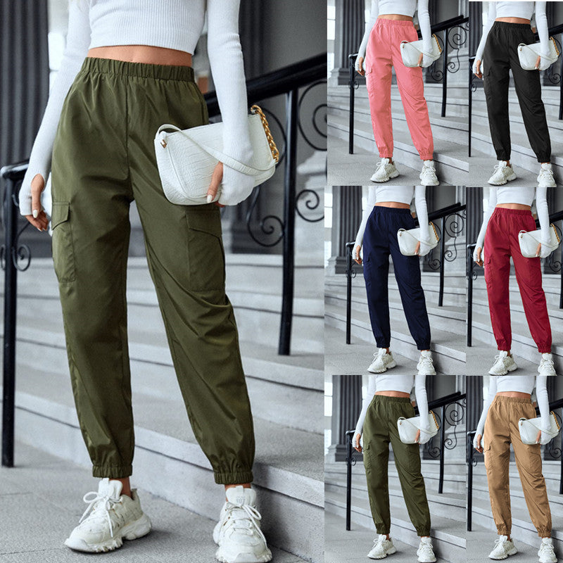 Multi-Color Casual Working Pants Multi-pocket  Pants