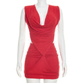 New Solid-color Sexy Deep V-neck Dress