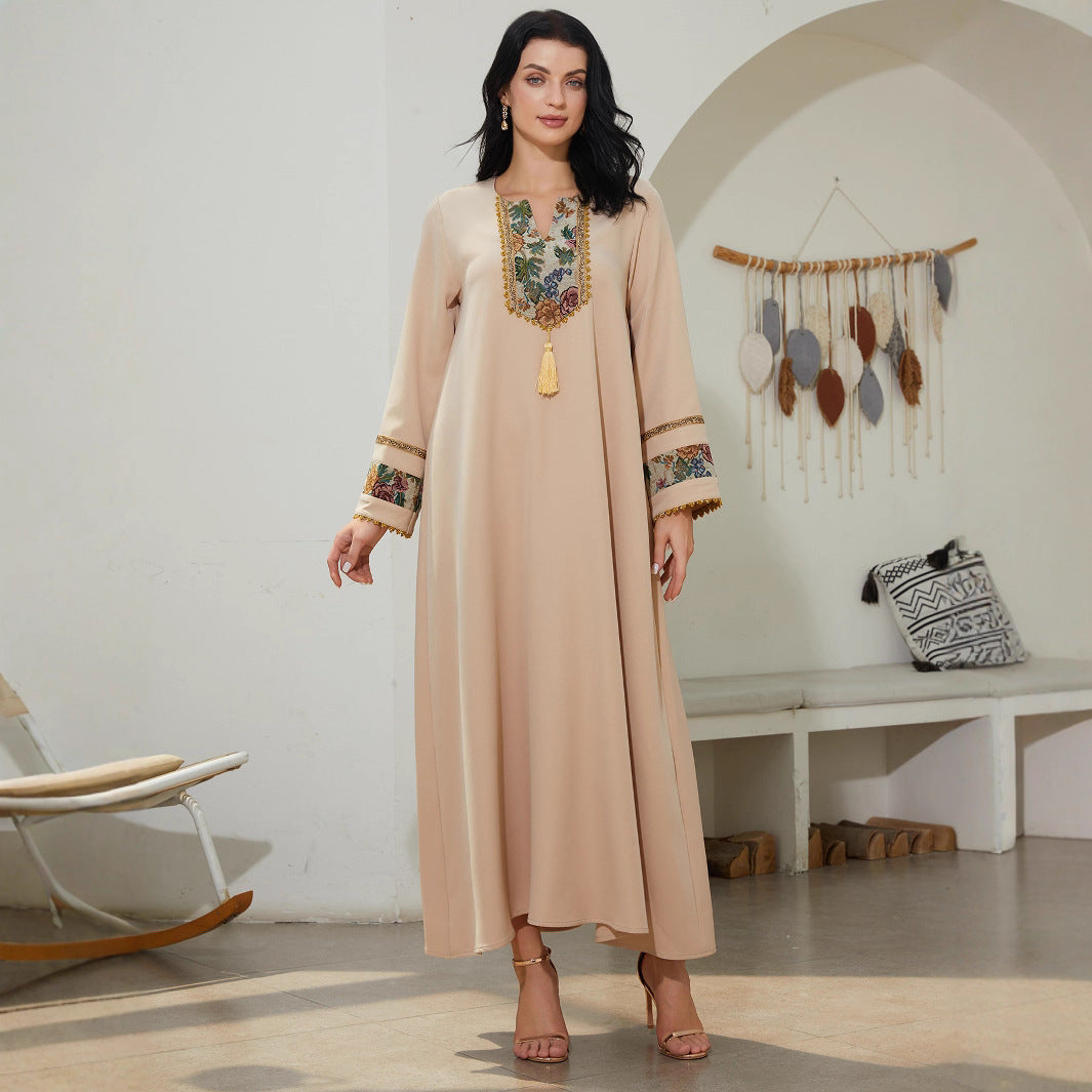 Patchwork Ethnic Style Abaiya Women's Dress