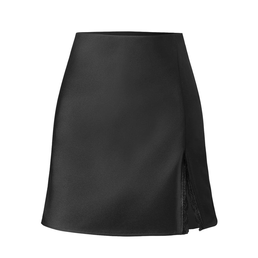Lace Split High-waist Elastic Skirt Sexy Figure-hugging