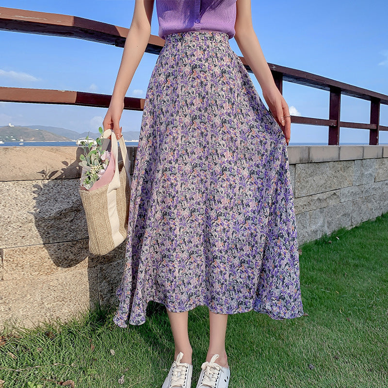 Stylish And Minimalist Floral Print Skirt For Women
