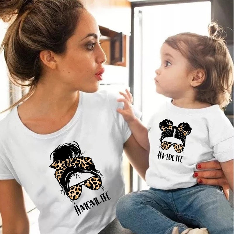Mom and Daughter Cotton Print Short Sleeves