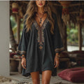 Retro Cotton And Linen Bohemian Printed Dress