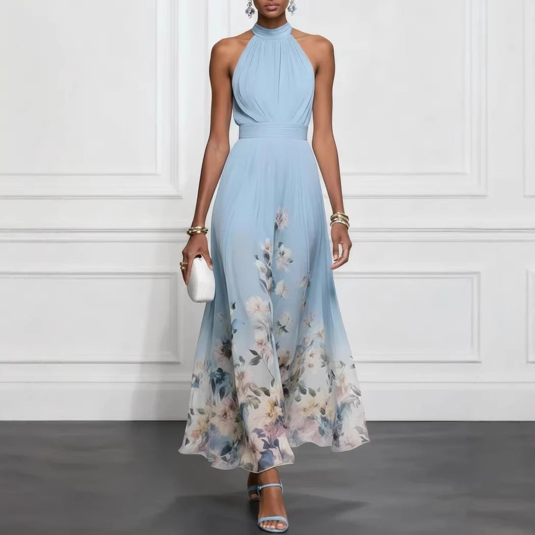 V-neck Waist Trimming Ruffles Elegant Dress